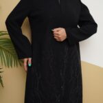 مانتو کرپ نگین کاری درختی ارغوان کد 969